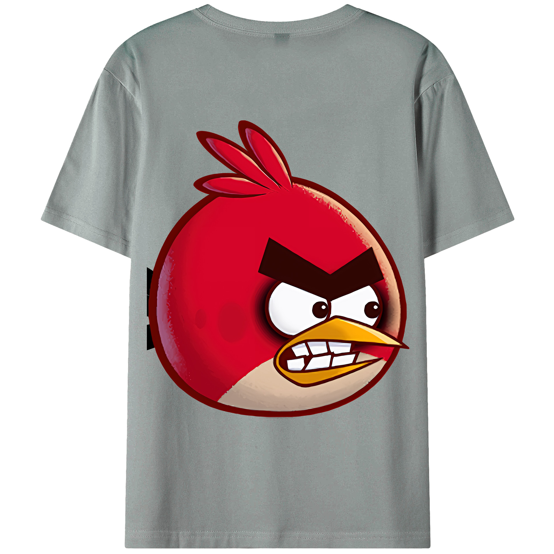 （画像用） Angry Birds アングリーバード 綿100％ メンズ半袖Tシャツ（バックプリント） 通気性